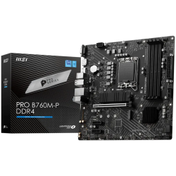 MSI PRO B760M-P DDR4, mATX, Socket 1700, Dual Channel DDR4 4800(OC)MHz, 1x PCIe x16 slots, 2x M.2 slots, 1x HDMI, 1x DP, 1x VGA,