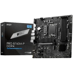 MSI PRO B760M-P DDR4, mATX, Socket 1700, Dual Channel DDR4 4800(OC)MHz, 1x PCIe x16 slots, 2x M.2 slots, 1x HDMI, 1x DP, 1x VGA,