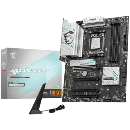 MSI B850 GAMING PLUS WIFI, ATX, Socket AM5, 4x DDR5 Dual Channel DDR5 up to 8200(OC)MHz, 4x PCIe 3.0 x16 slot, 3x M.2 slot, 4x U
