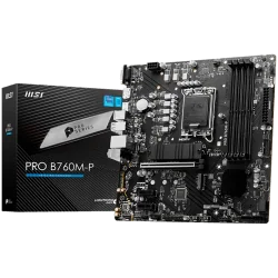 MSI PRO B760M-P, mATX, LGA 1700, Dual Channel DDR5 6800, 1x PCIe x16 slots, 2x M.2 slots, 1x HDMI, 1x DP, 1x VGA, 1x USB 3.2 Gen