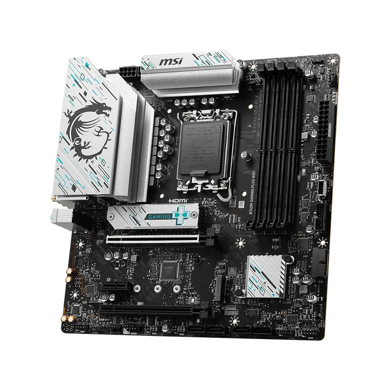 MSI Main Board Desktop B760M GAMING PLUS WIFI, LGA 1700, 4xDDR5, mATX, Dual Channel DDR5 6800(OC)MHz, 2x PCIe x16 slots, 2x M.2 