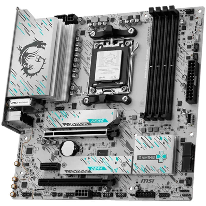 MSI B850M GAMING PLUS WIFI, mATX, Socket AM5, 4x DDR5 Dual Channel DDR5 up to 8200(OC)MHz, 2x PCIe x16 slot, 2x M.2 slot, 3x USB