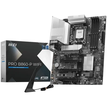 MSI PRO B860-P WIFI, ATX, LGA 1851, 4x DDR5 Dual Channel DDR5 up to 8600(OC)MHz, 4x PCIe x16 slot, 3x M.2 slot, 4x USB 2.0, 2x U