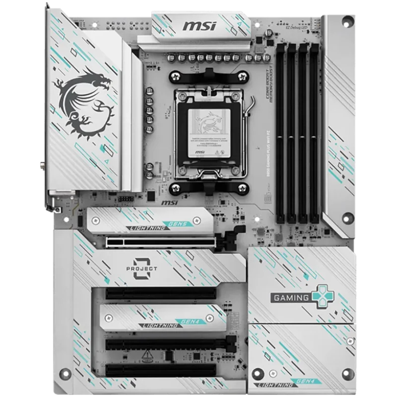 MSI B850 GAMING PLUS WIFI PZ, ATX, Socket AM5, Back Connectors, 4x DDR5 Dual Channel DDR5 up to 8200(OC)MHz, 4x PCIe x16 slot, 3