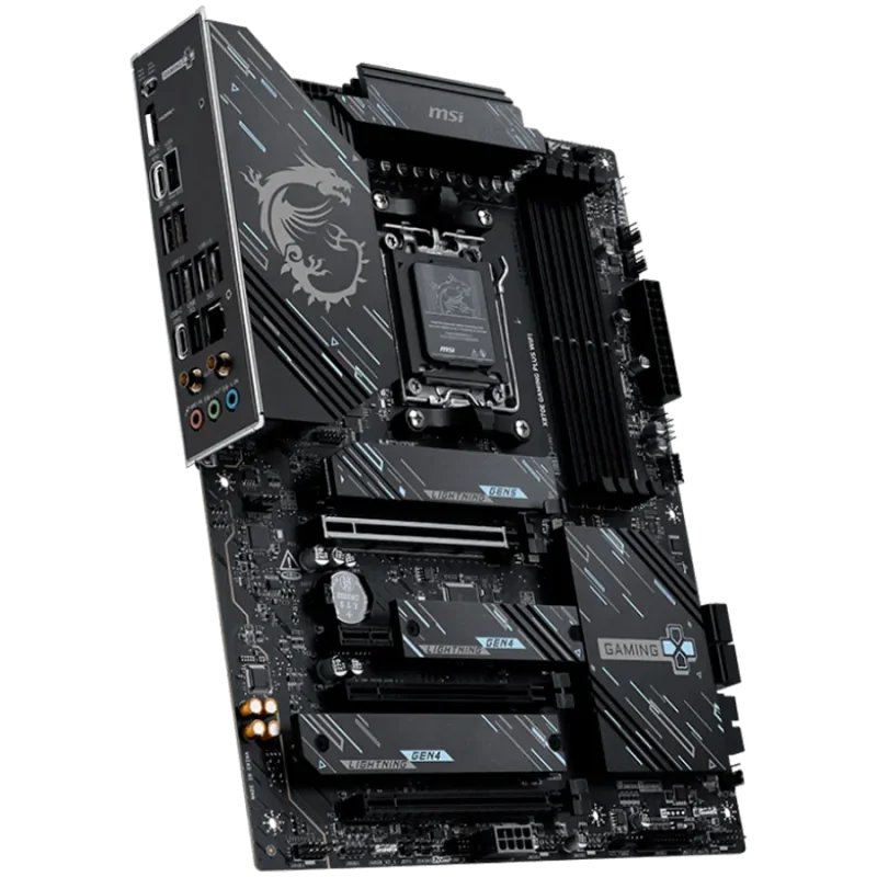 MSI X870E GAMING PLUS WIFI, ATX, Socket AM5, 4x DDR5 Dual Channel DDR5 up to 8200(OC)MHz, 3x PCIe x16 slot, 3x M.2 slot, 4x USB 