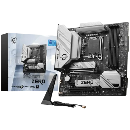 MSI B760M PROJECT ZERO, mATX, Socket LGA 1700, Dual Channel DDR5 7800+(OC)MHz, 2x PCIe x16 slots, 2x M.2 slots, 1x HDMI, 1x DP, 