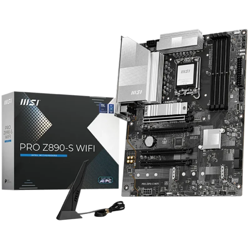 MSI PRO Z890-S WIFI, LGA 1851, Dual Channel DDR5 up to 8600(OC)MHz, 4x PCIe x16 slots, 3x M.2 slot, 4xUSB 2.0, 6xUSB 5Gbps A, 1x