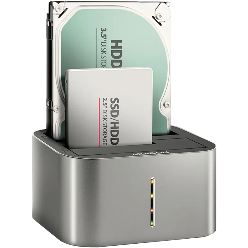 AXAGON ADSA-DC USB3.2 Gen1 - 2x SATA 6G CLONE DUAL HDD Dock Station ASMedia - 1