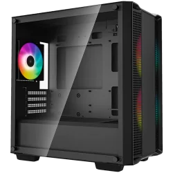 DeepCool CC360 ARGB, Mid Tower, Mini-ITX/Micro-ATX, 1xUSB3.0, 1xUSB2.0, 1xAudio, 3x120mm Pre-Installed ARGB Fans, Tempered Glass