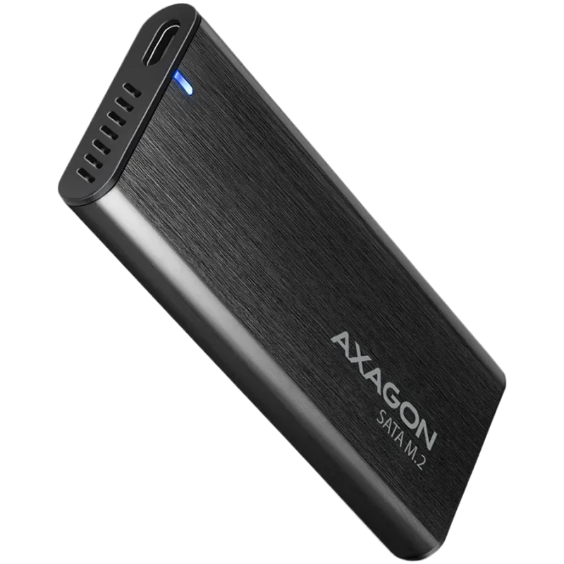 AXAGON EEM2-SBC, M.2 SATA screwless RAW box, black, SuperSpeed USB-C 10 Gbps - 1