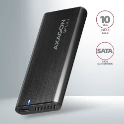 AXAGON EEM2-SBC, M.2 SATA screwless RAW box, black, SuperSpeed USB-C 10 Gbps - 2