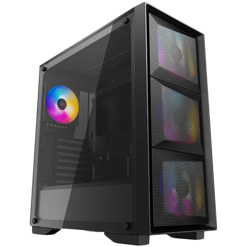 DeepCool MATREXX 50 MESH 4FS, Mid Tower, Mini-ITX/Micro-ATX/ATX/E-ATX, 1xUSB3.0, 2xUSB2.0, 1xAudio, 4x 120mm Tri-color LED Fans,
