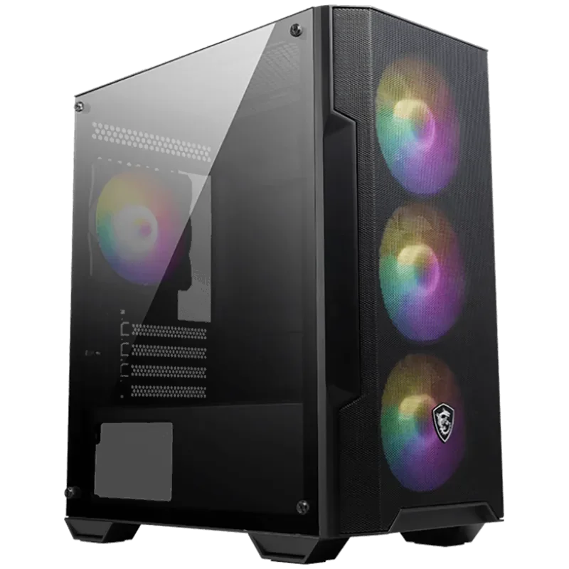 MSI MAG FORGE M100A, M-ATX Tower, M-ATX/ M-ITX, 1x USB 3.2 Gen 1 Type-A, 2x USB 2.0 Type-A, 1x Audio, 1x Mic, Power Button, 4x 1