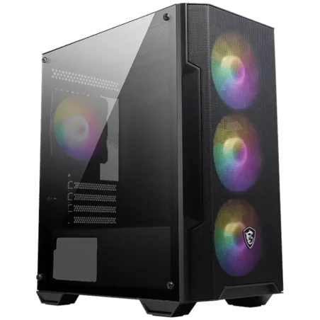 MSI MAG FORGE M100A, M-ATX Tower, M-ATX/ M-ITX, 1x USB 3.2 Gen 1 Type-A, 2x USB 2.0 Type-A, 1x Audio, 1x Mic, Power Button, 4x 1