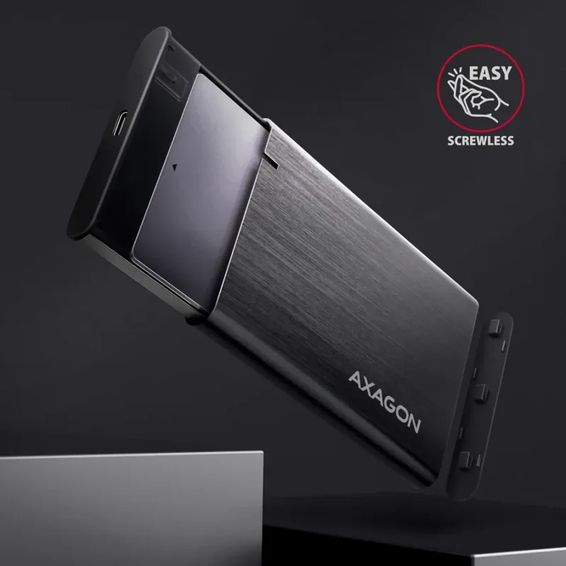 AXAGON EE25-A6C USB-C 3.2 Gen 1 - SATA 6G 2.5" External SCREWLESS ALU RAW box BLACK - 1