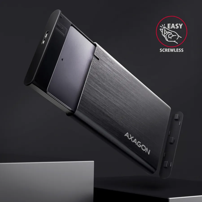 AXAGON EE25-A6M USB3.0 - SATA 6G 2.5" External SCREWLESS ALU RAW box BLACK - 1