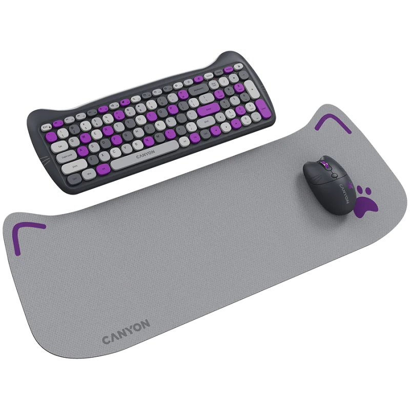 CANYON HSET-W6 EN Keyboard+Mouse Kitty Edition AAA+АА Wireless Violet - 1