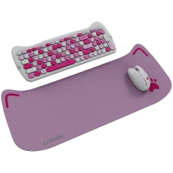 CANYON HSET-W6 EN Keyboard+Mouse Kitty Edition AAA+АА Wireless Pink - 8