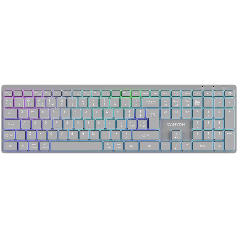CANYON keyboard HKB-W11 UK/US RGB Dual Mode Wireless Grey - 1