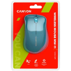 CANYON MW-11, 2.4 GHz Wireless mouse ,with 3 buttons, DPI 1200, Battery:AAA*2pcs ,Blue67*109*38mm 0.063kg - 12