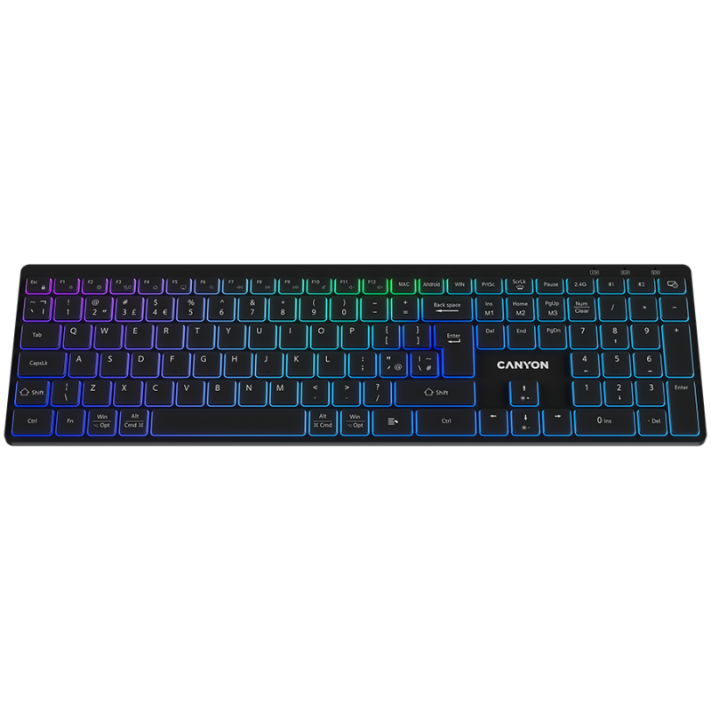CANYON keyboard HKB-W11 UK/US RGB Dual Mode Wireless Black - 1