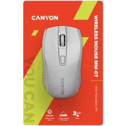 CANYON MW-7, 2.4Ghz wireless mouse, 6 buttons, DPI 800/1200/1600, with 1 AA battery ,size 110*60*37mm,58g,white - 12