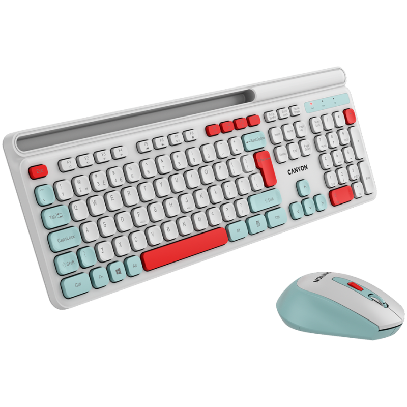 CANYON HSET-W5 EN Keyboard+Mouse AAA+AA Wireless White - 1