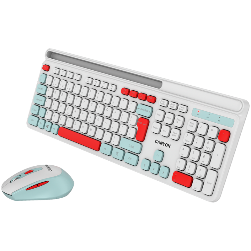 CANYON HSET-W5 EN Keyboard+Mouse AAA+AA Wireless White - 1