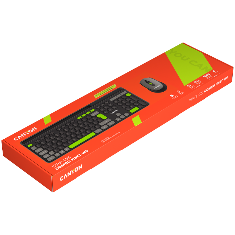 CANYON HSET-W5 EN Keyboard+Mouse AAA+AA Wireless Black - 1