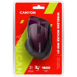CANYON 2.4Ghz wireless mouse, optical tracking - blue LED, 6 buttons, DPI 1000/1200/1600, Purple pearl glossy - 8