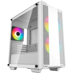 DeepCool CC360 ARGB WH, Mid Tower, Mini-ITX/Micro-ATX, 1xUSB3.0, 1xUSB2.0, 1xAudio, 3x120mm Pre-Installed ARGB Fans, Tempered Gl