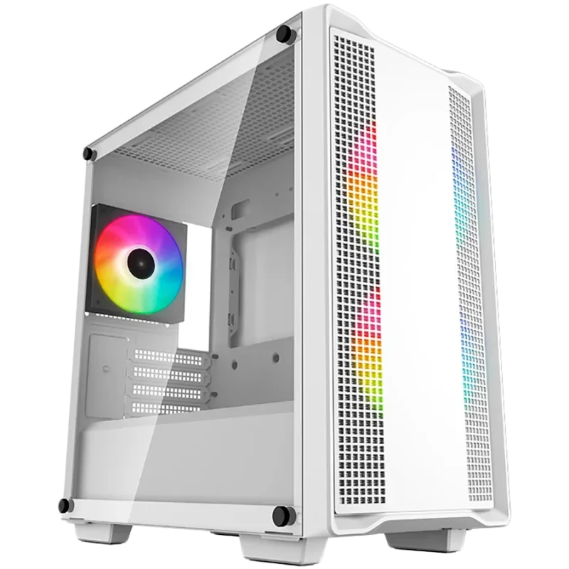 DeepCool CC360 ARGB WH, Mid Tower, Mini-ITX/Micro-ATX, 1xUSB3.0, 1xUSB2.0, 1xAudio, 3x120mm Pre-Installed ARGB Fans, Tempered Gl