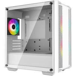 DeepCool CC360 ARGB WH, Mid Tower, Mini-ITX/Micro-ATX, 1xUSB3.0, 1xUSB2.0, 1xAudio, 3x120mm Pre-Installed ARGB Fans, Tempered Gl