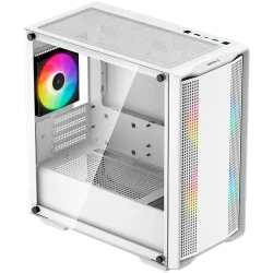 DeepCool CC360 ARGB WH, Mid Tower, Mini-ITX/Micro-ATX, 1xUSB3.0, 1xUSB2.0, 1xAudio, 3x120mm Pre-Installed ARGB Fans, Tempered Gl