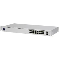 Ubiquiti USW-16-PoE 16-port Layer 2 PoE switch, 8 x GbE PoE+, 8 x GbE ports, 2 x 1G SFP ports, 42W total PoE Power, fanless, sil