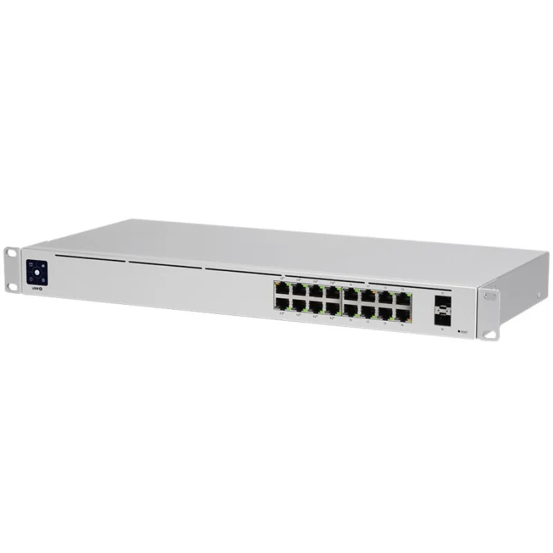 Ubiquiti USW-16-PoE 16-port Layer 2 PoE switch, 8 x GbE PoE+, 8 x GbE ports, 2 x 1G SFP ports, 42W total PoE Power, fanless, sil
