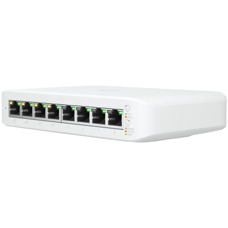 UBIQUITI Lite 8 PoE (4) GbE PoE+, (4) GbE ports 52W total PoE availability Wall mountable. - 1