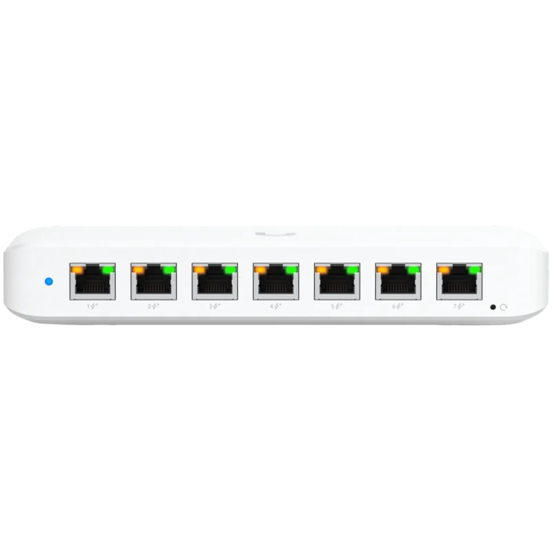 Ubiquiti USW-Ultra-210W-EU compact, Layer 2, 8-port GbE PoE switch with versatile mounting options, 7x GbE PoE+ output ports, Gb