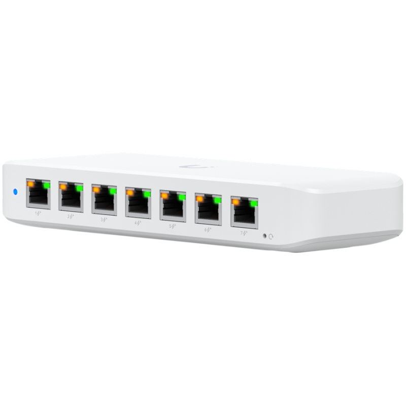 Ubiquiti USW-Ultra-210W-EU compact, Layer 2, 8-port GbE PoE switch with versatile mounting options, 7x GbE PoE+ output ports, Gb