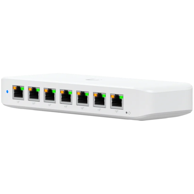 Ubiquiti USW-Ultra-210W-EU compact, Layer 2, 8-port GbE PoE switch with versatile mounting options, 7x GbE PoE+ output ports, Gb