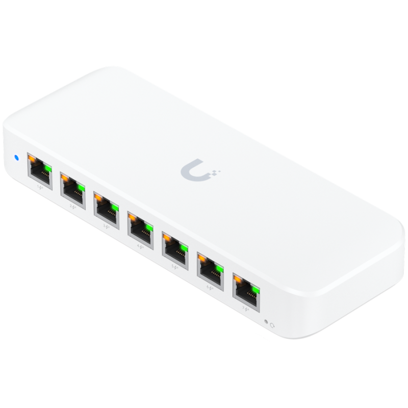 Ubiquiti USW-Ultra-210W-EU compact, Layer 2, 8-port GbE PoE switch with versatile mounting options, 7x GbE PoE+ output ports, Gb