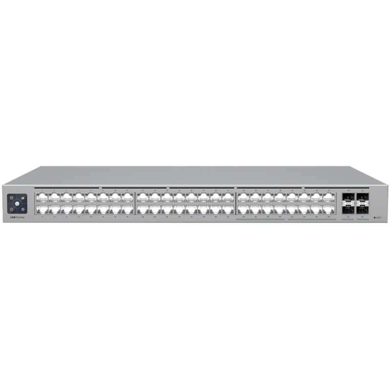 Ubiquiti 48-port, Layer 3 Etherlighting switch with 2.5 GbE, 16x 2.5 GbE RJ45 ports, 32x GbE RJ45 ports, 4x 10G SFP+ ports - 1