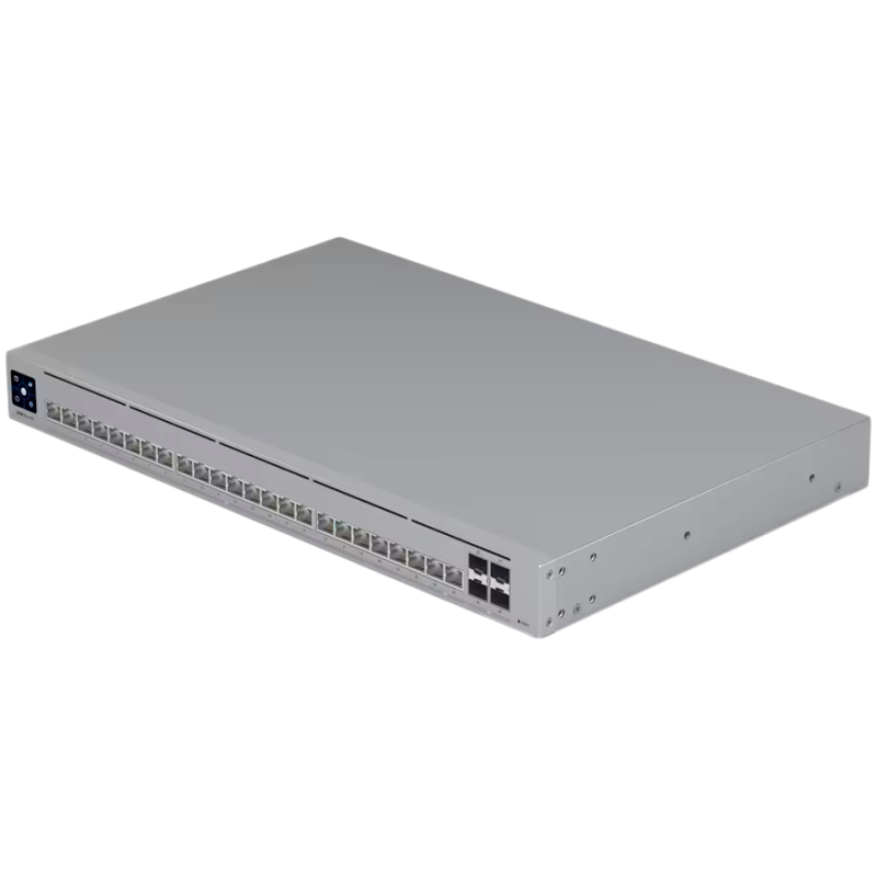 Ubiquiti Layer 3 Etherlighting switch USW-PRO-HD-24-EU, (22) 2.5 GbE, (2) 10 GbE ports, (4) 10G SFP+ ports. DC power backup read