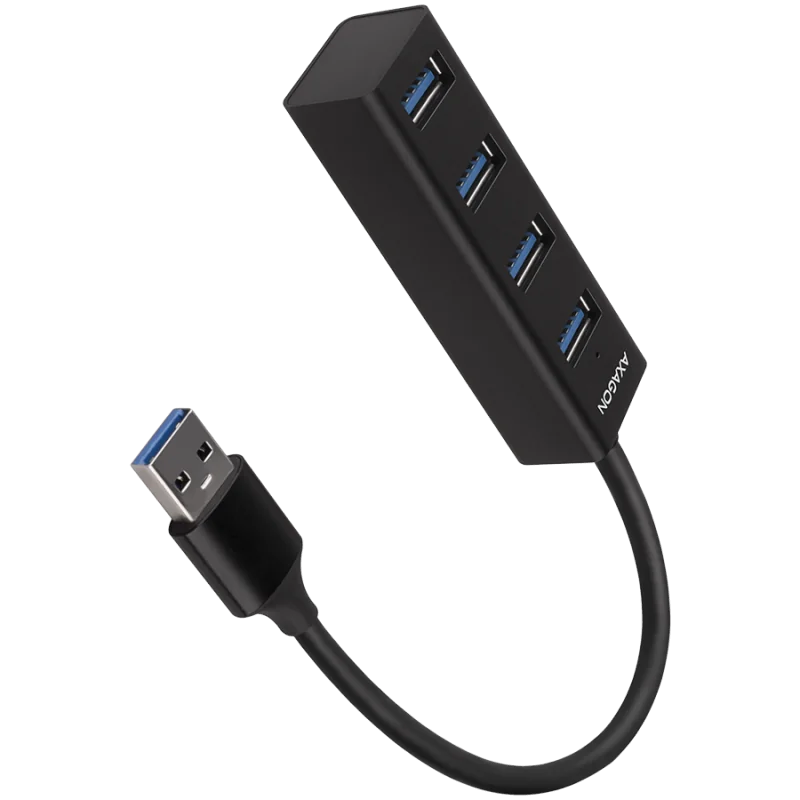 AXAGON HUE-M1A 4x USB3.2 Gen 1 MINI hub, metal, 20cm USB-A cable - 1