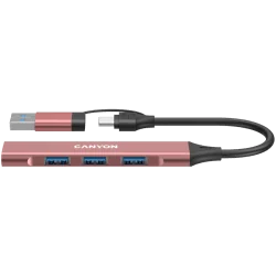 CANYON hub DS-02 4in1 USB-A/C Pink - 6