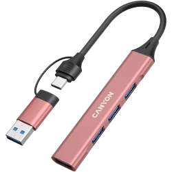 CANYON hub DS-02 4in1 USB-A/C Pink - 7