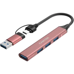 CANYON hub DS-02 4in1 USB-A/C Pink - 8