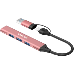 CANYON hub DS-02 4in1 USB-A/C Pink - 10