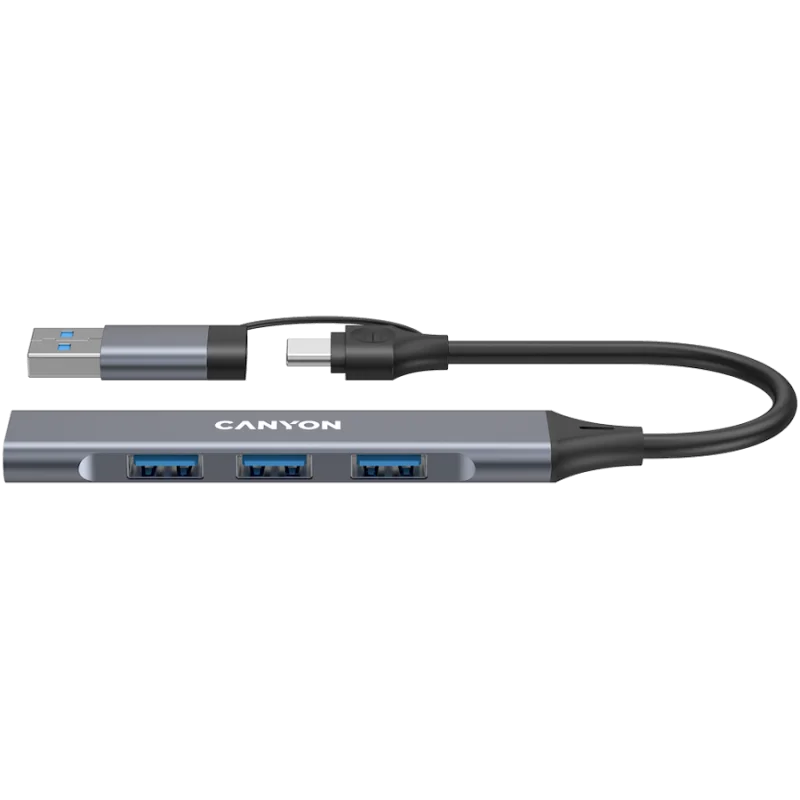 CANYON hub DS-02 4in1 USB-A/C Grey - 1