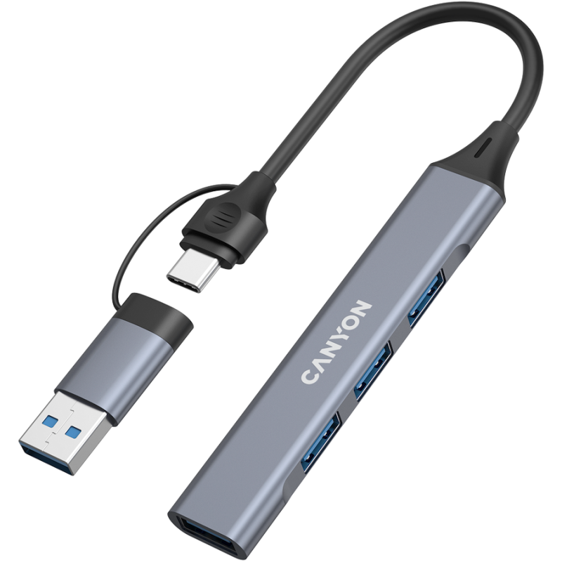 CANYON hub DS-02 4in1 USB-A/C Grey - 1